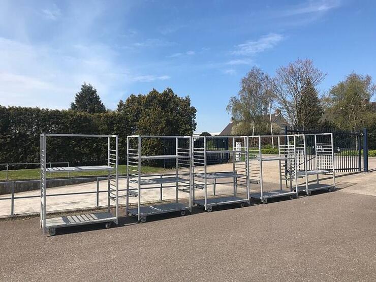 5 stuks aluminium koppelbare transportkar