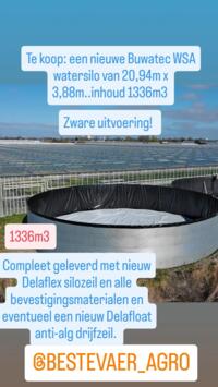 Nieuwe WSA Buwatec watersilo inhoud 1076m3 of 1336m3!..zware uitvoering!